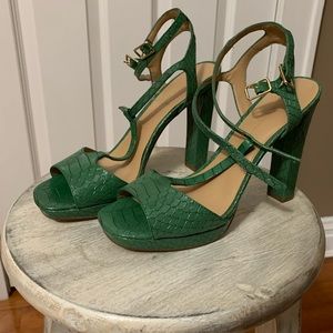 Green Snakeskin Heels